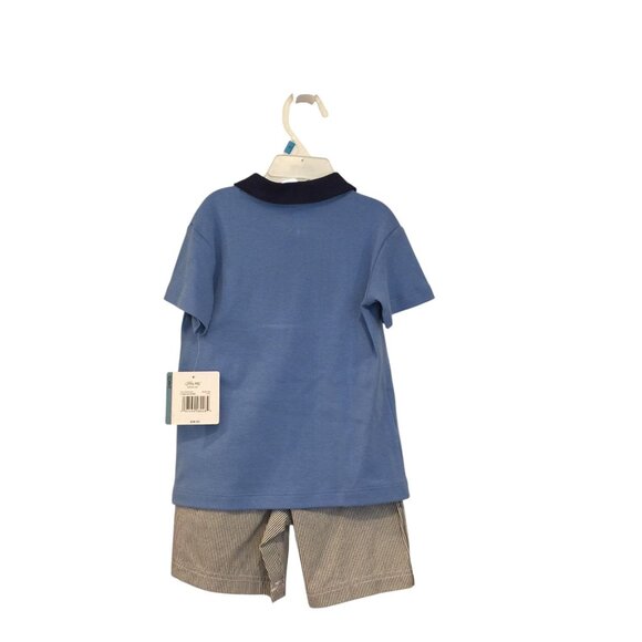 Little Me Polo Short Set Size 24 Months Navy Blue 2 Piece Set - Picture 4 of 4